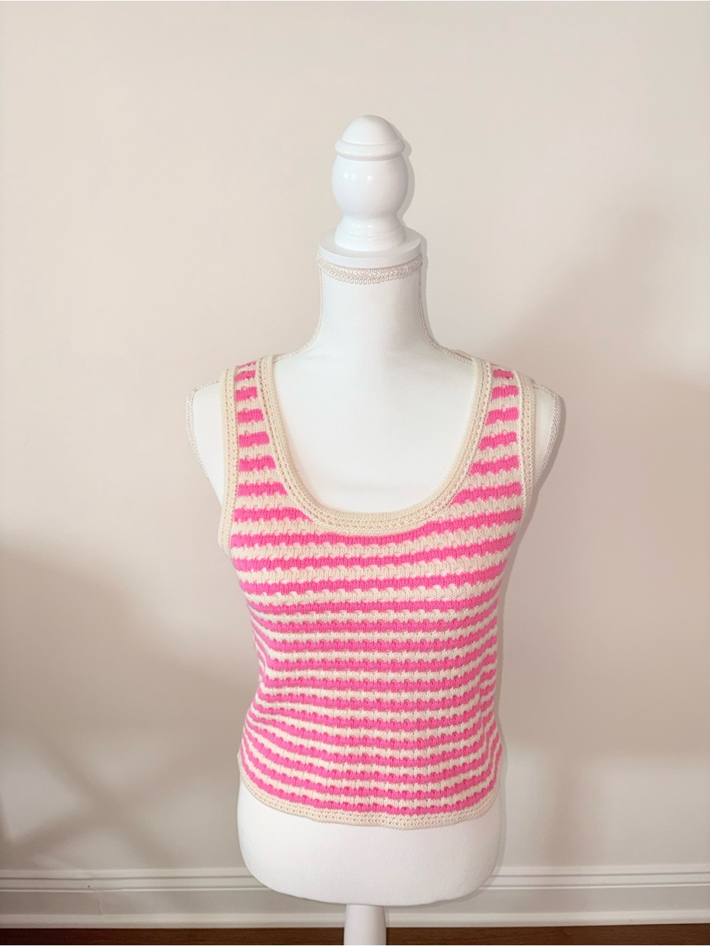 SCHUTZ Pink & Cream Striped Knit Tank